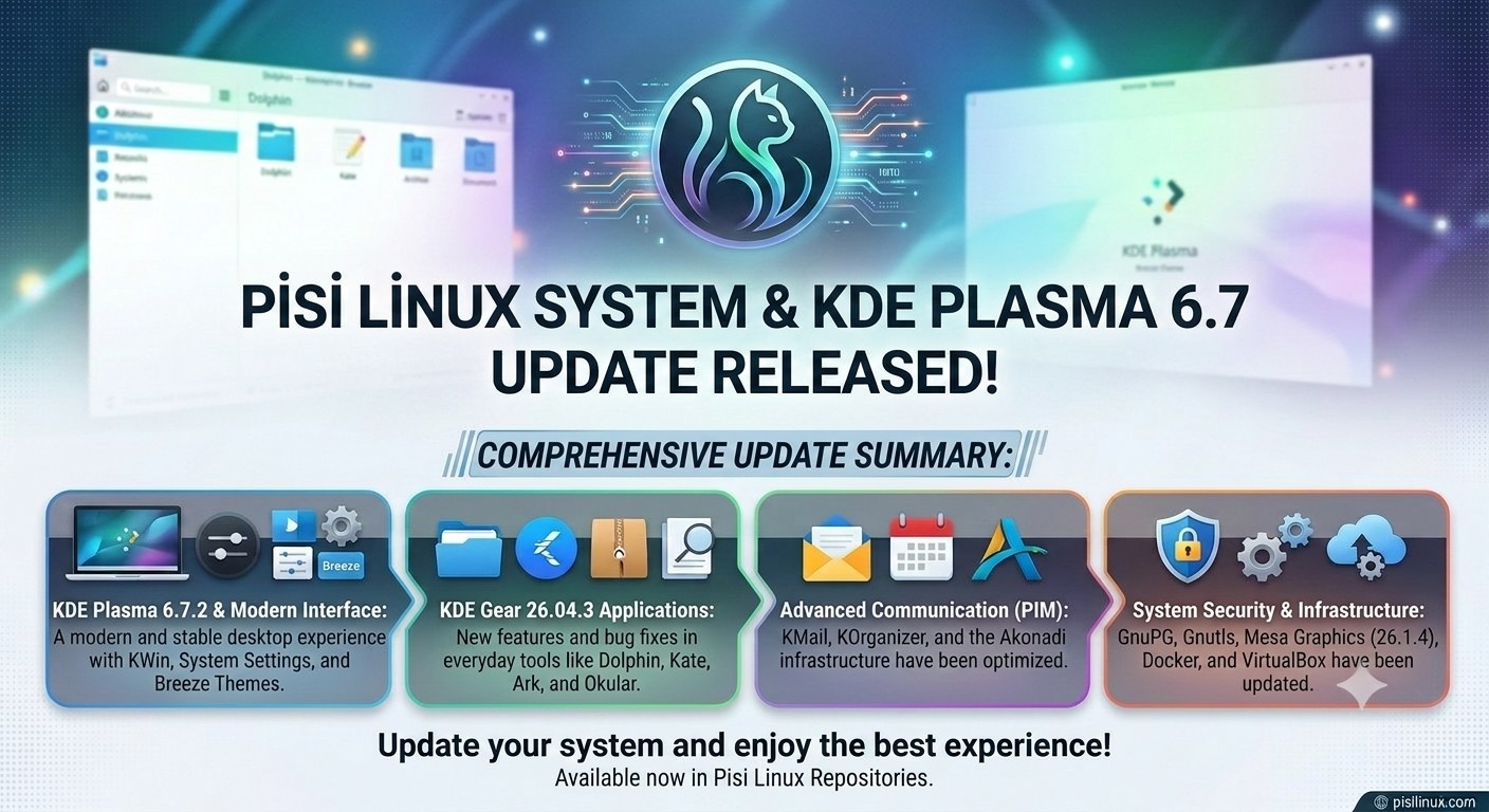 Major System and KDE Plasma 6.7 Update Released for Pisi Linux!